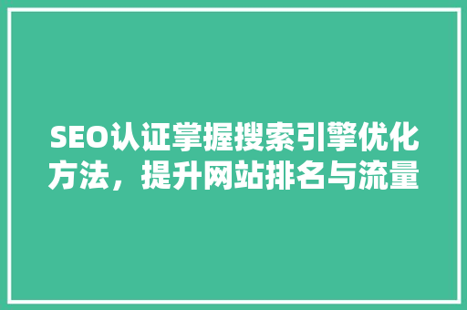 SEO认证掌握搜索引擎优化方法，提升网站排名与流量