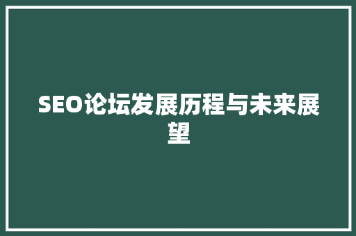 SEO论坛发展历程与未来展望