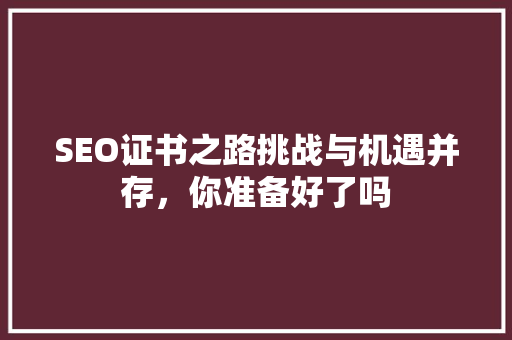 SEO证书之路挑战与机遇并存，你准备好了吗