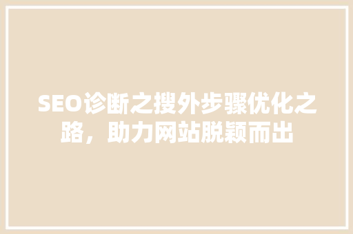 SEO诊断之搜外步骤优化之路，助力网站脱颖而出
