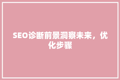 SEO诊断前景洞察未来，优化步骤