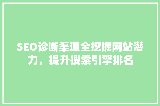 SEO诊断渠道全挖掘网站潜力，提升搜索引擎排名