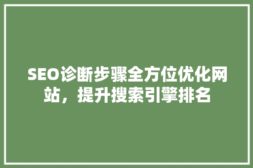 SEO诊断步骤全方位优化网站，提升搜索引擎排名