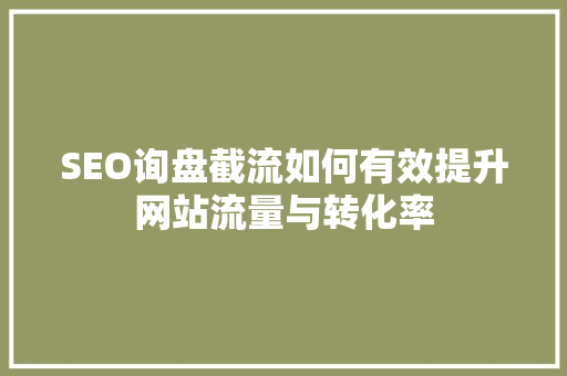 SEO询盘截流如何有效提升网站流量与转化率