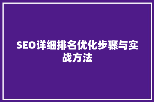 SEO详细排名优化步骤与实战方法