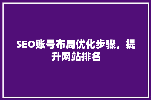 SEO账号布局优化步骤，提升网站排名