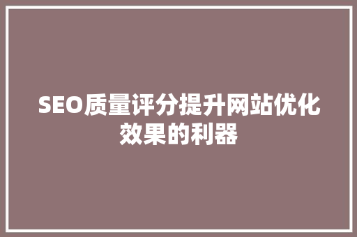 SEO质量评分提升网站优化效果的利器