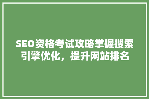 SEO资格考试攻略掌握搜索引擎优化，提升网站排名