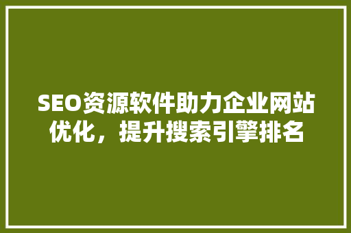 SEO资源软件助力企业网站优化，提升搜索引擎排名