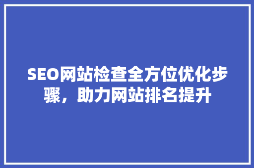SEO网站检查全方位优化步骤，助力网站排名提升