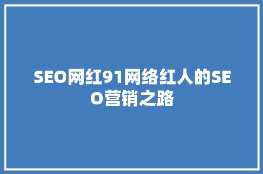 SEO网红91网络红人的SEO营销之路