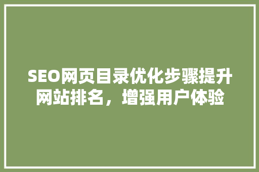 SEO网页目录优化步骤提升网站排名，增强用户体验