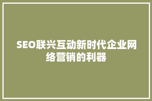 SEO联兴互动新时代企业网络营销的利器