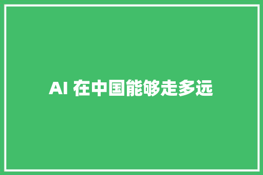 AI 在中国能够走多远