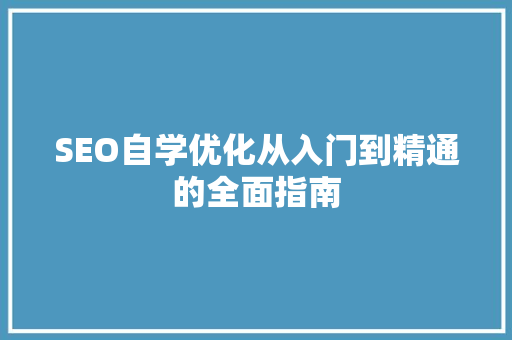 SEO自学优化从入门到精通的全面指南
