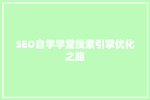 SEO自学学堂搜索引擎优化之路