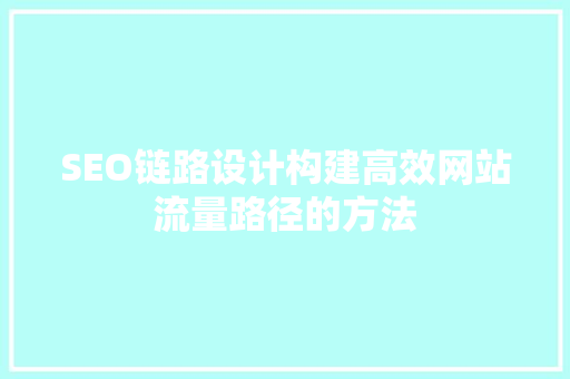 SEO链路设计构建高效网站流量路径的方法