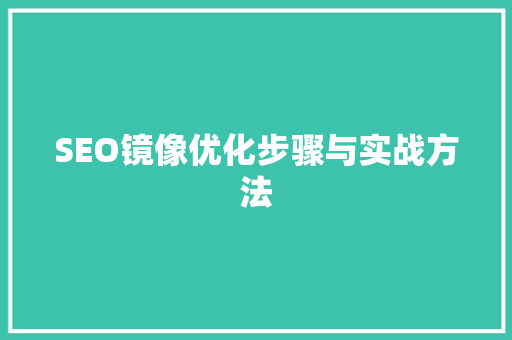 SEO镜像优化步骤与实战方法
