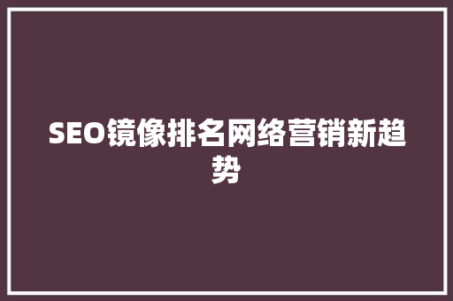 SEO镜像排名网络营销新趋势