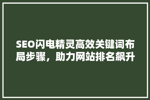 SEO闪电精灵高效关键词布局步骤，助力网站排名飙升