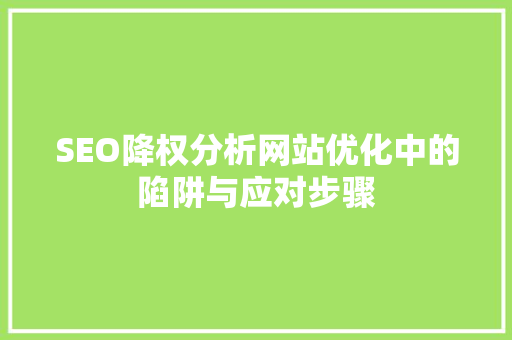SEO降权分析网站优化中的陷阱与应对步骤