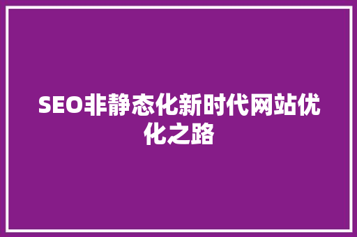 SEO非静态化新时代网站优化之路