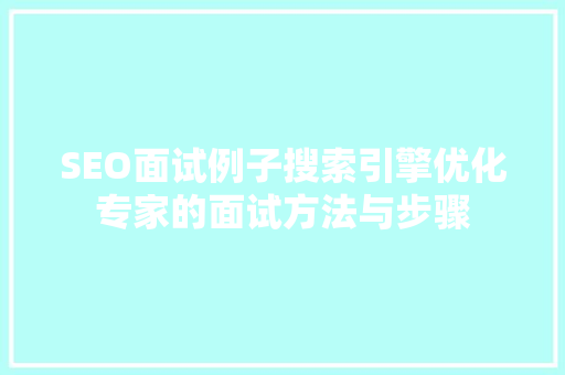 SEO面试例子搜索引擎优化专家的面试方法与步骤