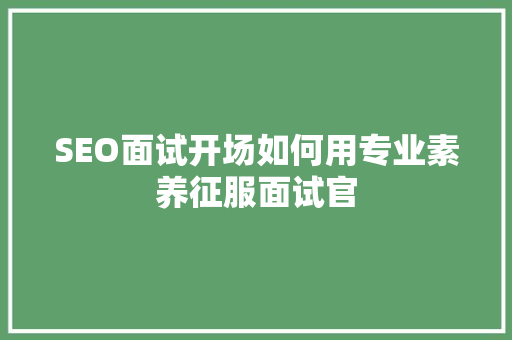 SEO面试开场如何用专业素养征服面试官