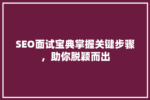 SEO面试宝典掌握关键步骤，助你脱颖而出
