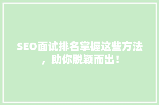 SEO面试排名掌握这些方法，助你脱颖而出！
