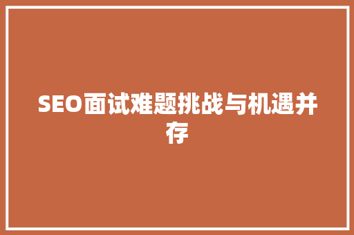 SEO面试难题挑战与机遇并存