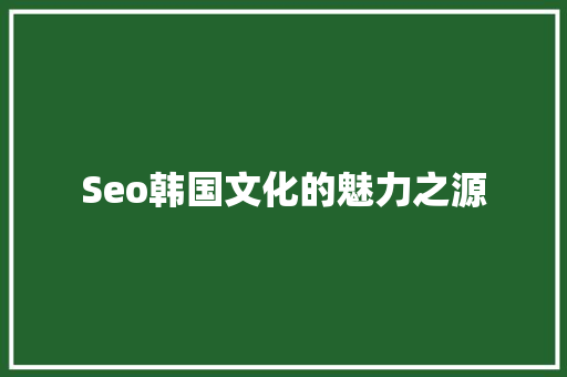 Seo韩国文化的魅力之源