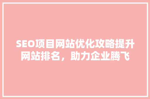 SEO项目网站优化攻略提升网站排名，助力企业腾飞
