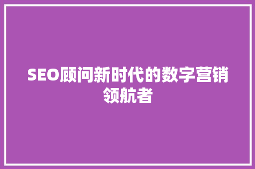 SEO顾问新时代的数字营销领航者