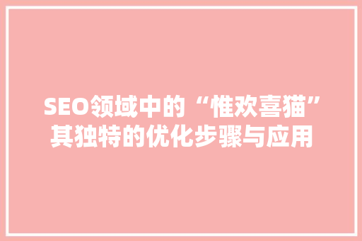 SEO领域中的“惟欢喜猫”其独特的优化步骤与应用