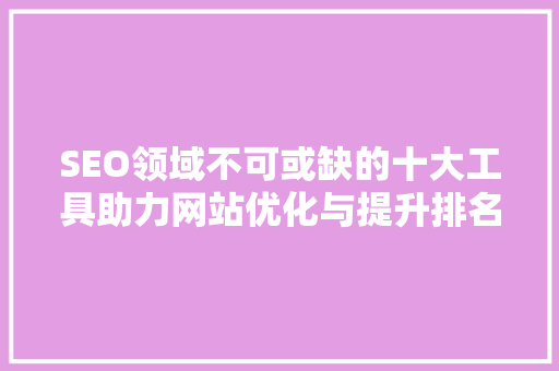 SEO领域不可或缺的十大工具助力网站优化与提升排名