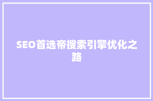 SEO首选帝搜索引擎优化之路