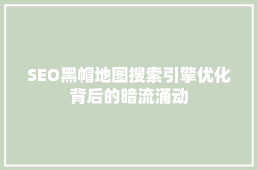 SEO黑帽地图搜索引擎优化背后的暗流涌动