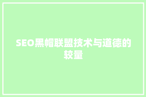 SEO黑帽联盟技术与道德的较量