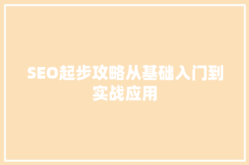 SEO起步攻略从基础入门到实战应用