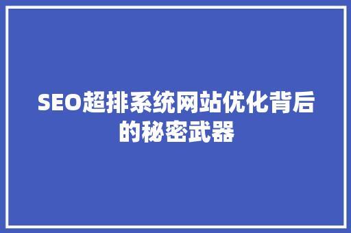 SEO超排系统网站优化背后的秘密武器