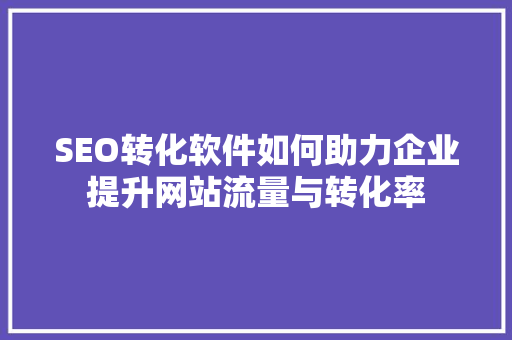 SEO转化软件如何助力企业提升网站流量与转化率