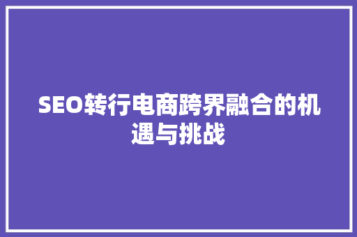 SEO转行电商跨界融合的机遇与挑战