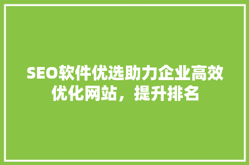 SEO软件优选助力企业高效优化网站，提升排名