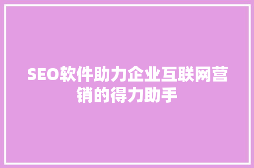 SEO软件助力企业互联网营销的得力助手