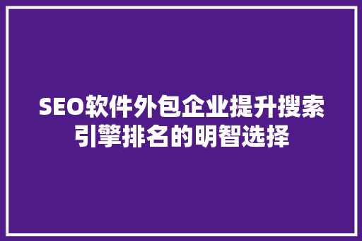 SEO软件外包企业提升搜索引擎排名的明智选择