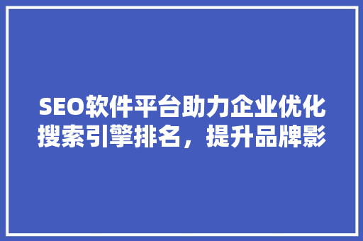 SEO软件平台助力企业优化搜索引擎排名，提升品牌影响力