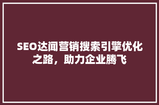 SEO达闻营销搜索引擎优化之路，助力企业腾飞