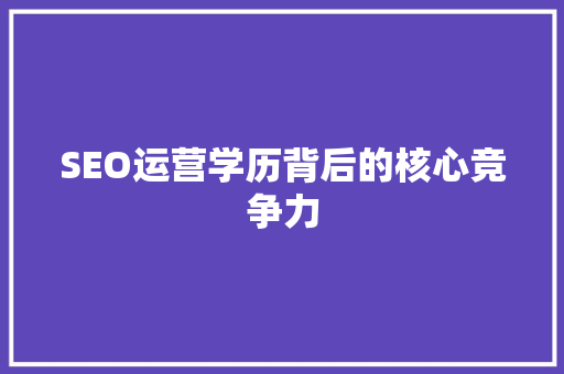 SEO运营学历背后的核心竞争力