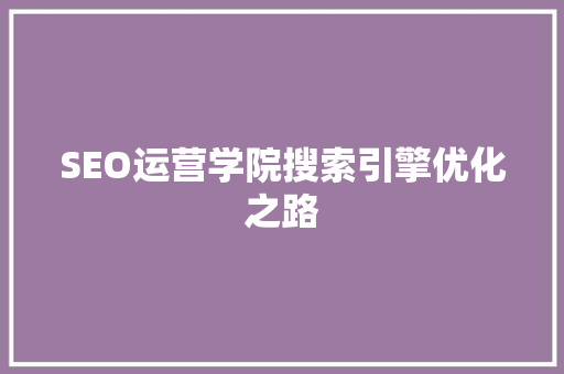 SEO运营学院搜索引擎优化之路